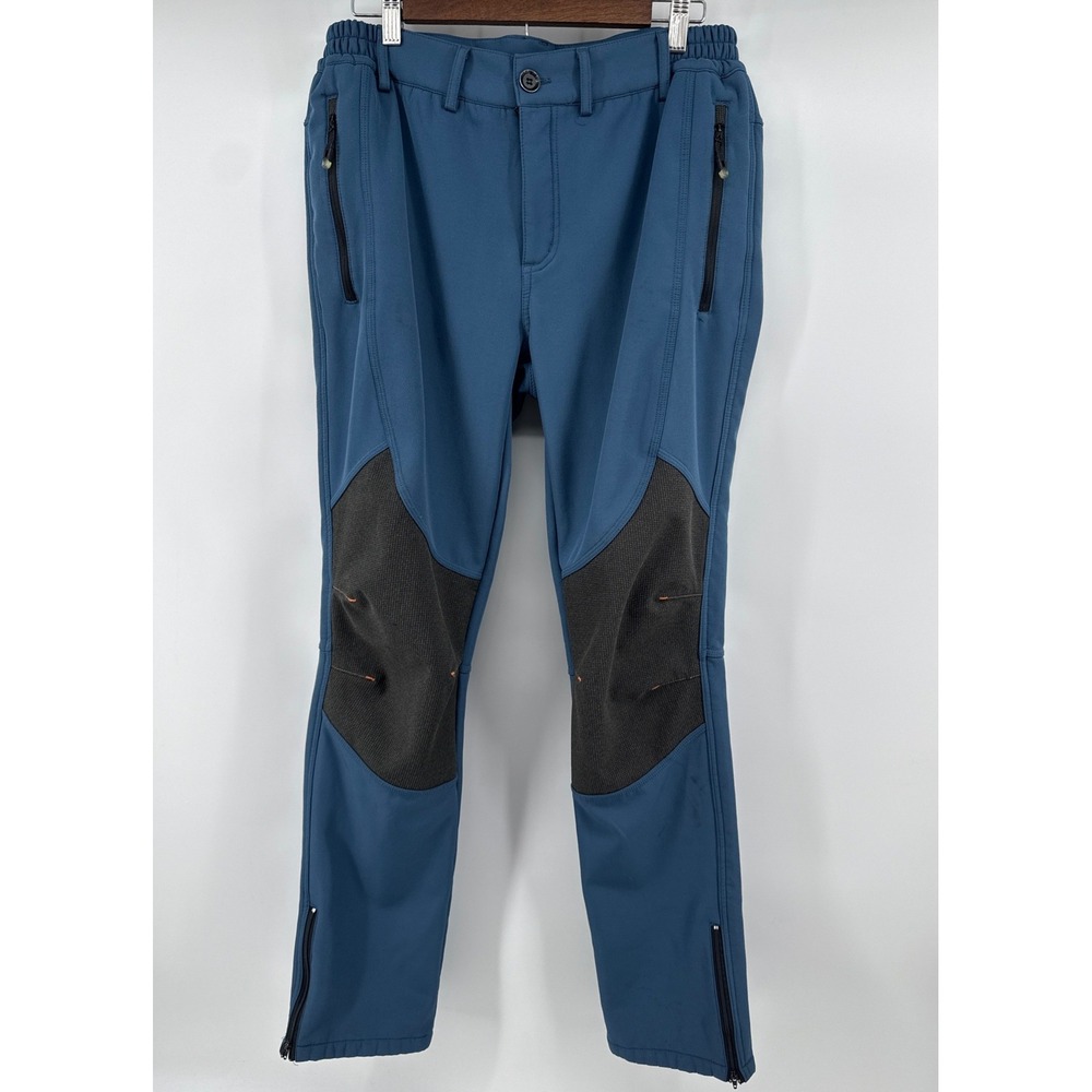 Gash Hao Mens Blue Fleece Lined Softshell Hiking Pants Reinforced Knees 32x34